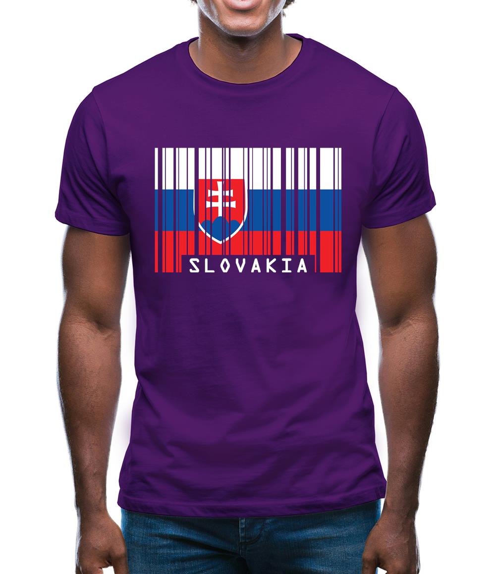 Slovakia Barcode Style Flag Mens T-Shirt