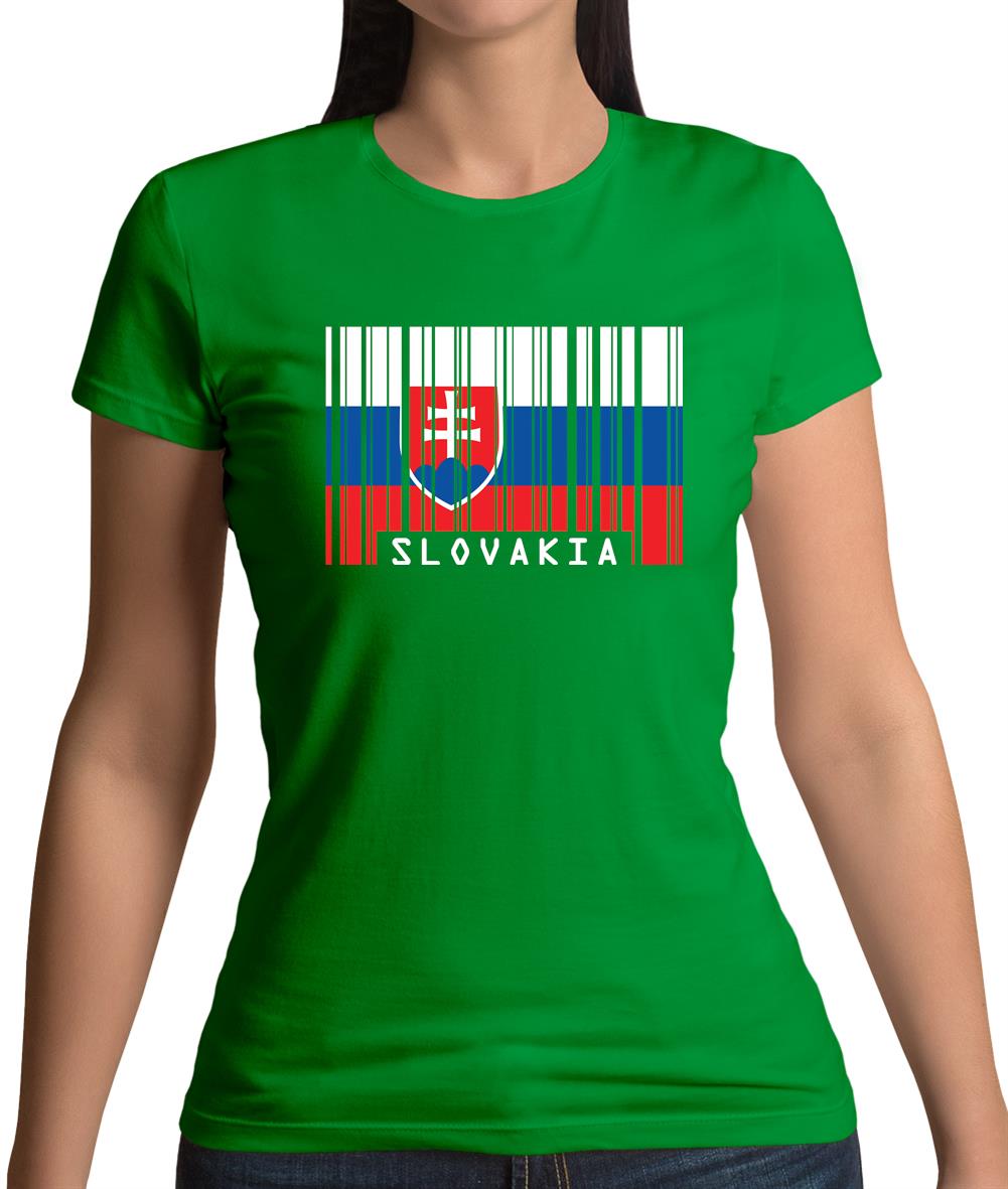 Slovakia Barcode Style Flag Womens T-Shirt