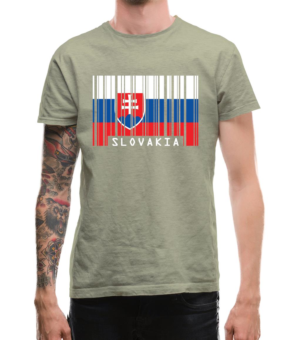 Slovakia Barcode Style Flag Mens T-Shirt