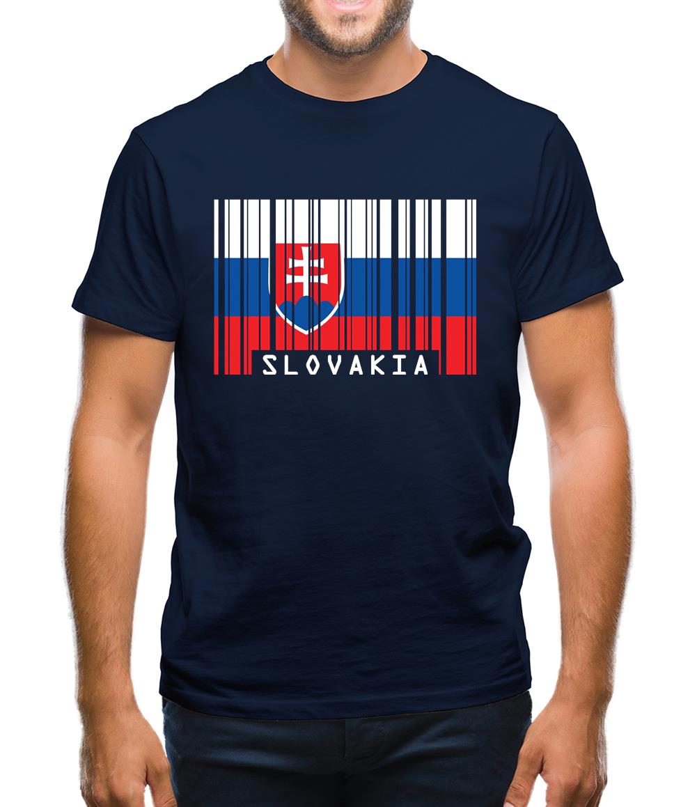 Slovakia Barcode Style Flag Mens T-Shirt