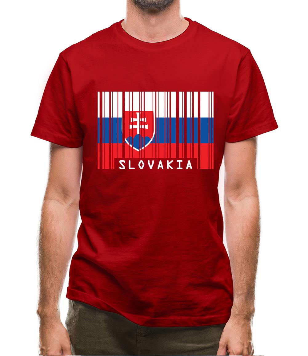 Slovakia Barcode Style Flag Mens T-Shirt