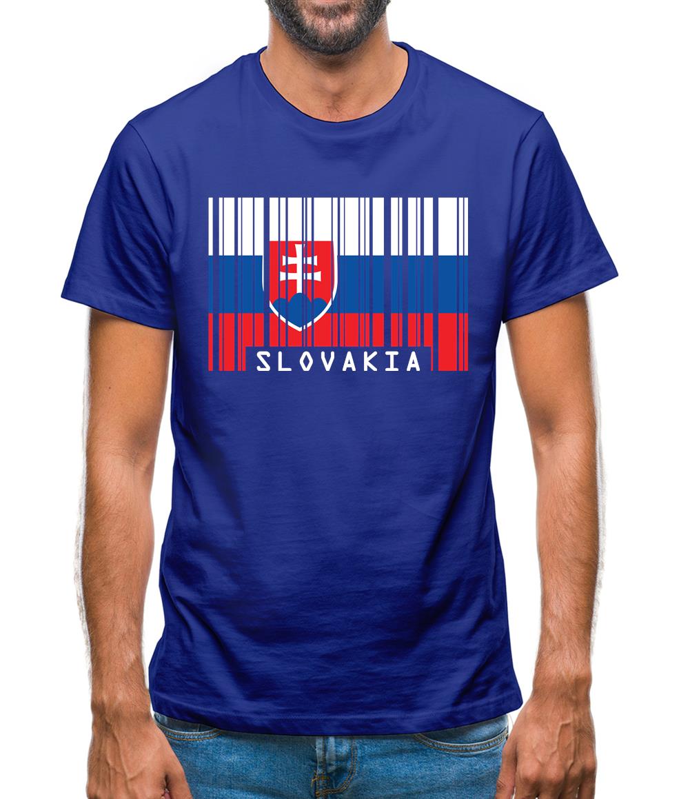 Slovakia Barcode Style Flag Mens T-Shirt