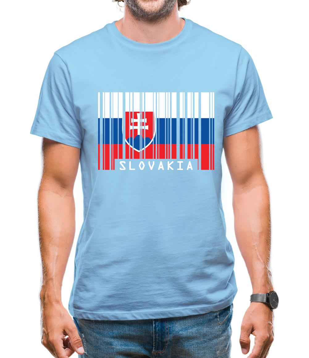 Slovakia Barcode Style Flag Mens T-Shirt
