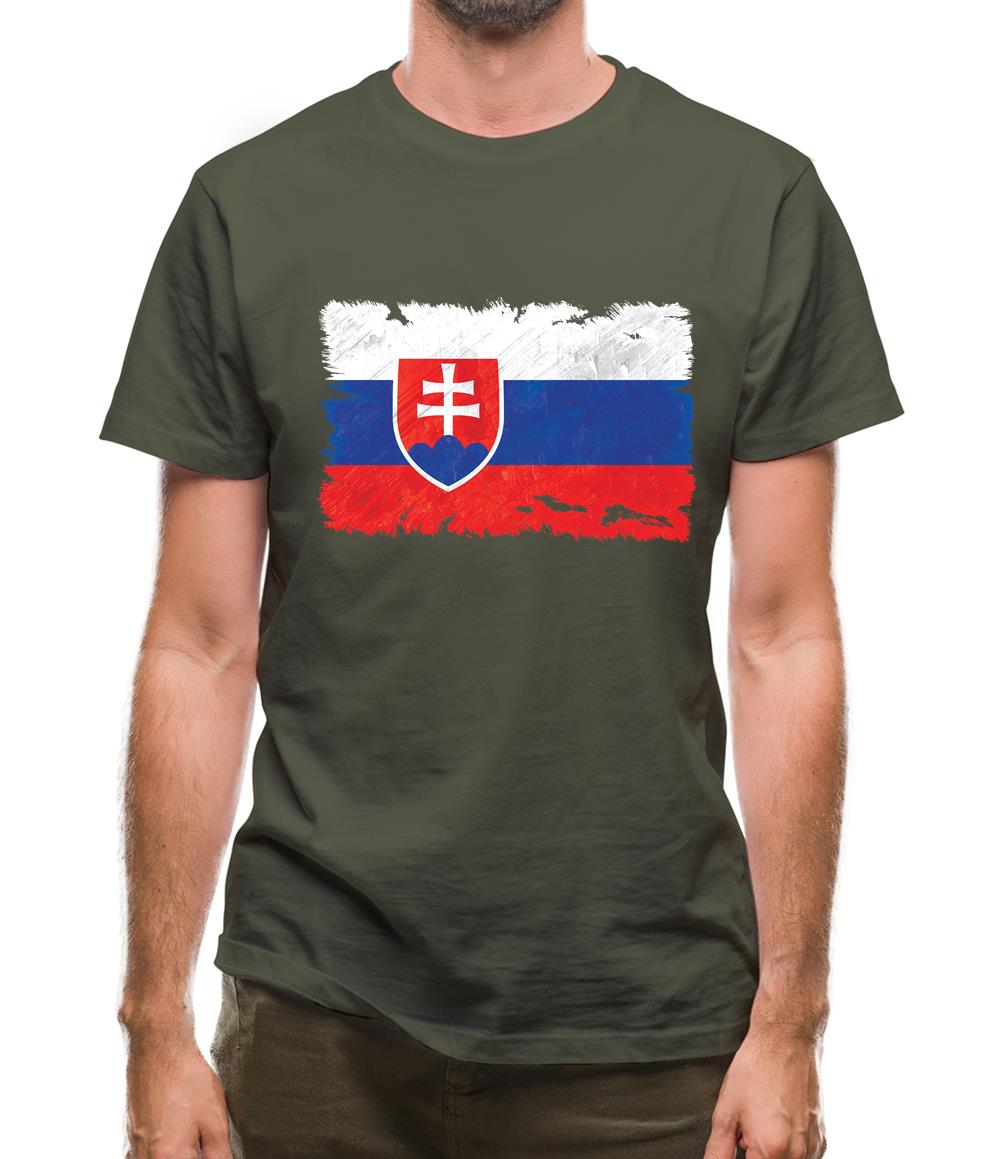 Slovakia Grunge Style Flag Mens T-Shirt