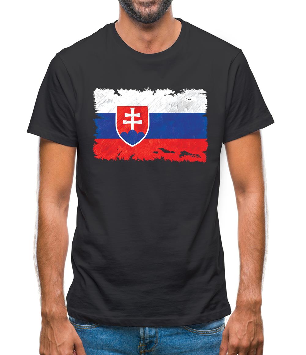 Slovakia Grunge Style Flag Mens T-Shirt