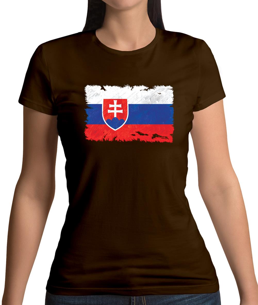 Slovakia Grunge Style Flag Womens T-Shirt