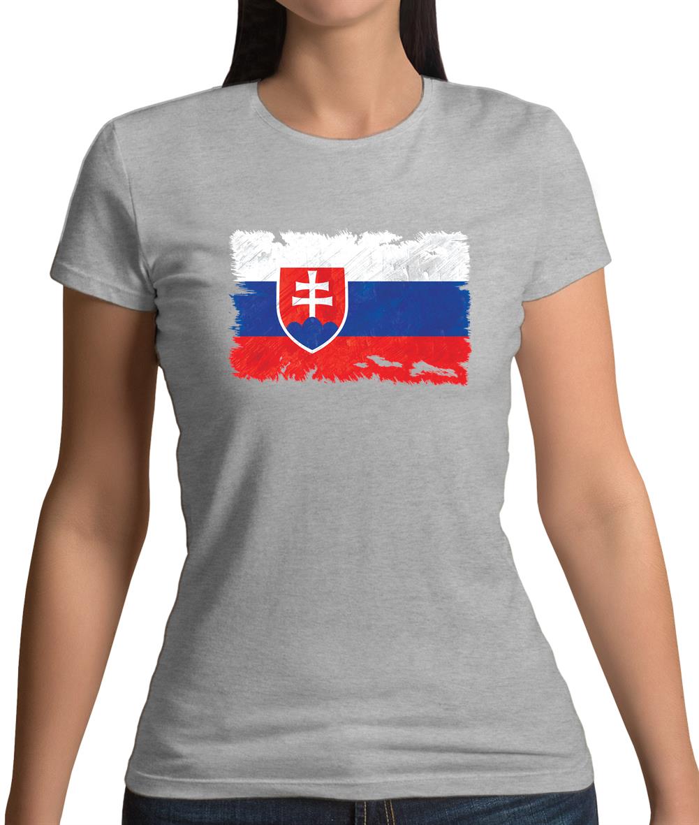 Slovakia Grunge Style Flag Womens T-Shirt