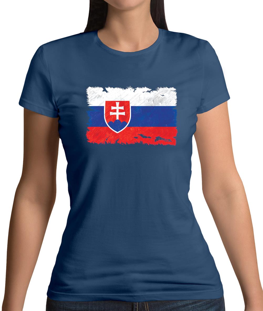 Slovakia Grunge Style Flag Womens T-Shirt