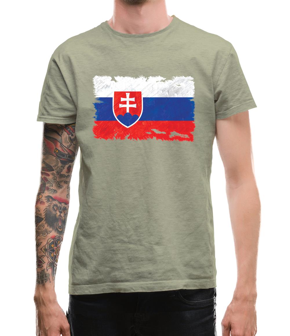 Slovakia Grunge Style Flag Mens T-Shirt