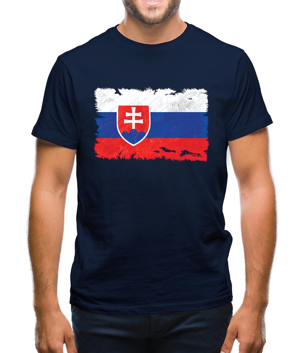 Slovakia Grunge Style Flag Mens T-Shirt