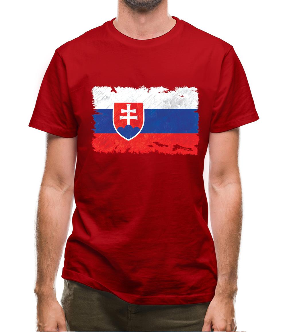 Slovakia Grunge Style Flag Mens T-Shirt