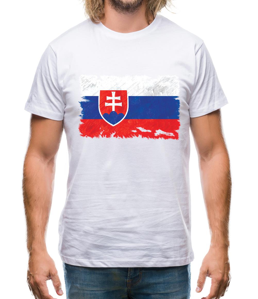 Slovakia Grunge Style Flag Mens T-Shirt