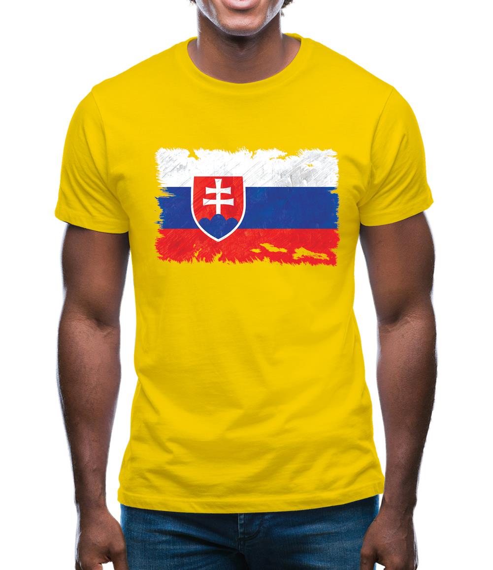 Slovakia Grunge Style Flag Mens T-Shirt