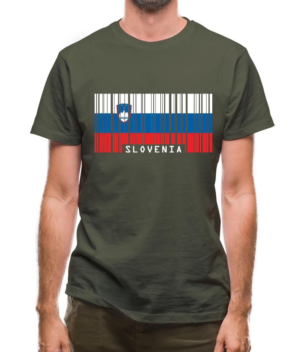 Slovenia Barcode Style Flag Mens T-Shirt