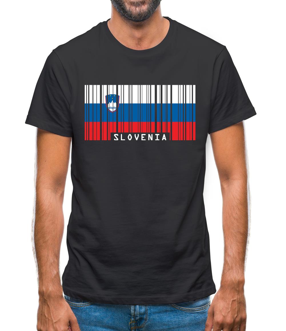 Slovenia Barcode Style Flag Mens T-Shirt