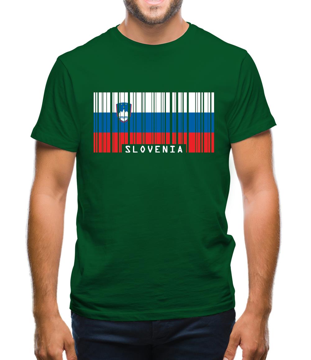 Slovenia Barcode Style Flag Mens T-Shirt