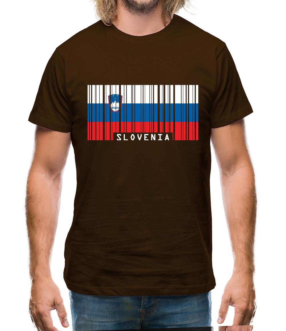 Slovenia Barcode Style Flag Mens T-Shirt