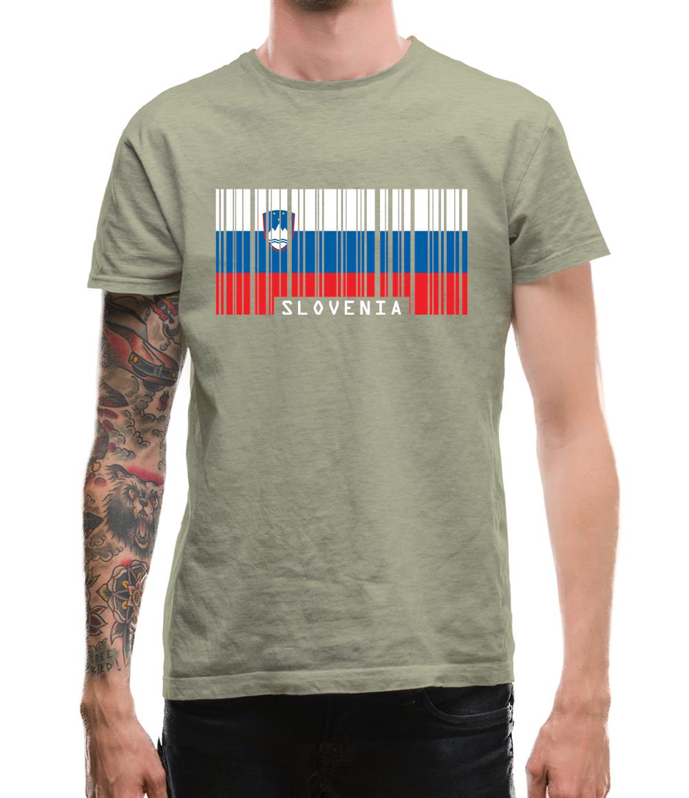 Slovenia Barcode Style Flag Mens T-Shirt