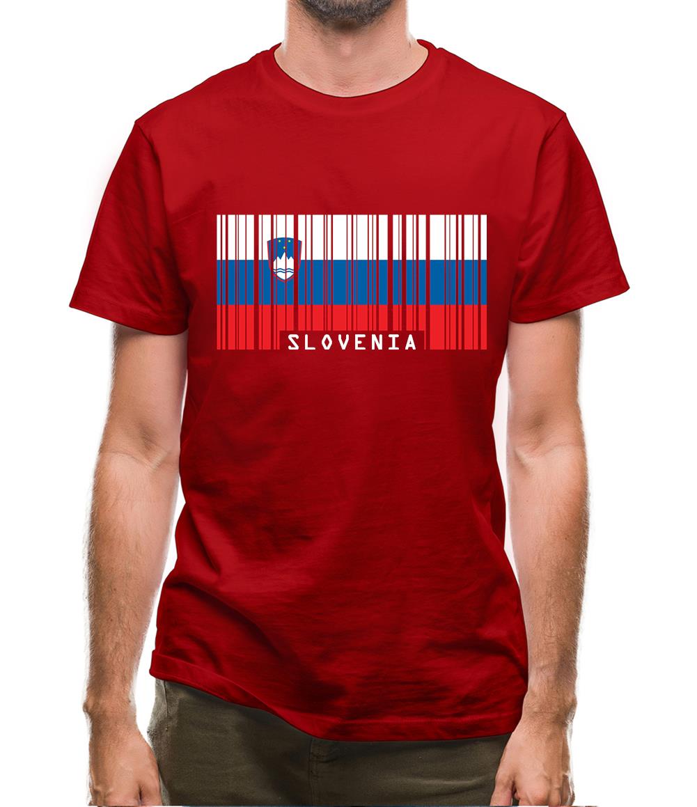 Slovenia Barcode Style Flag Mens T-Shirt