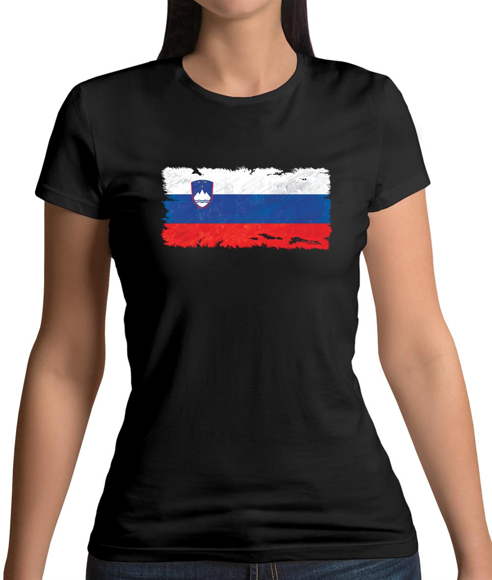 Slovenia Grunge Style Flag Womens T-Shirt