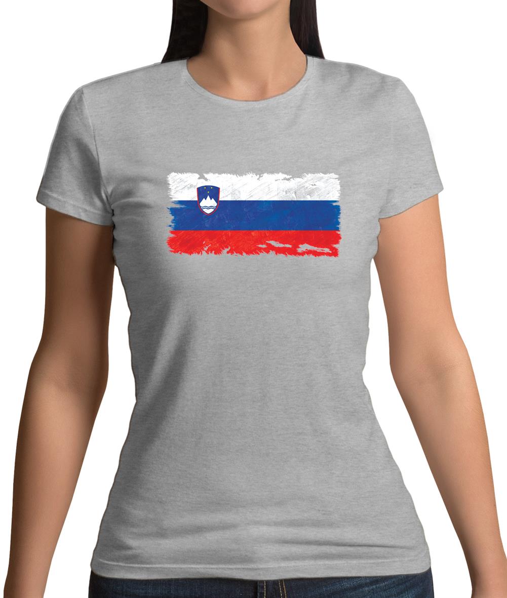 Slovenia Grunge Style Flag Womens T-Shirt