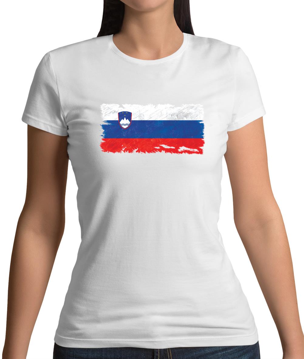 Slovenia Grunge Style Flag Womens T-Shirt