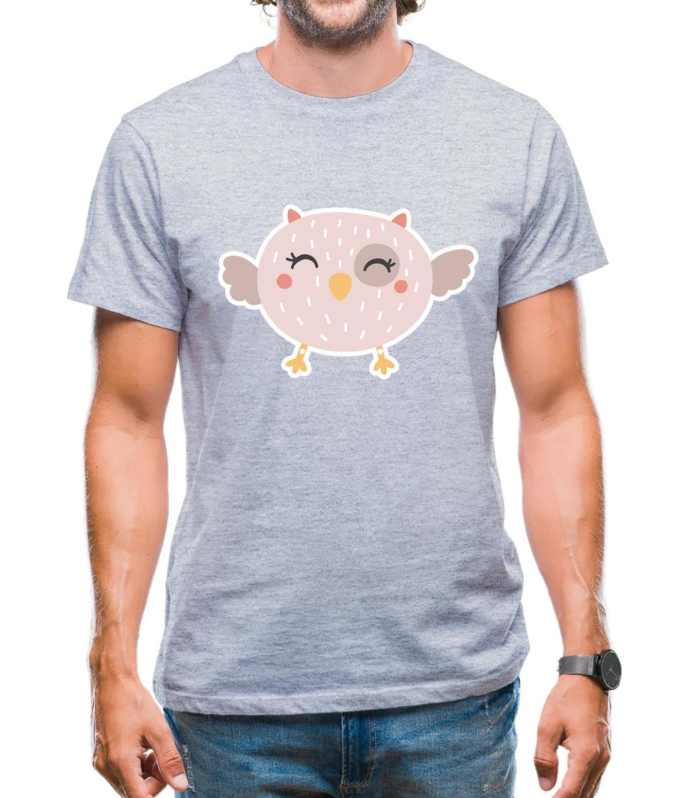 Smiley Face Baby Owl Mens T-Shirt