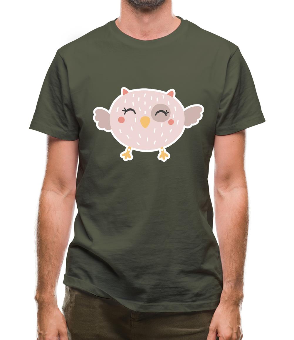 Smiley Face Baby Owl Mens T-Shirt