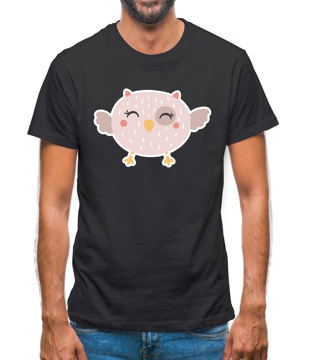Smiley Face Baby Owl Mens T-Shirt