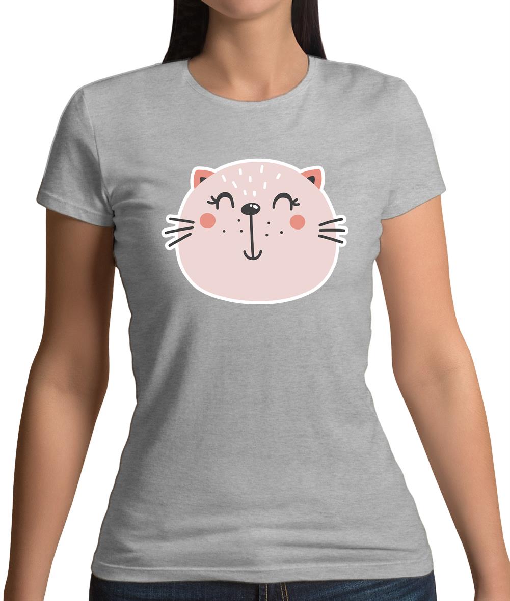 Smiley Face Cat Womens T-Shirt