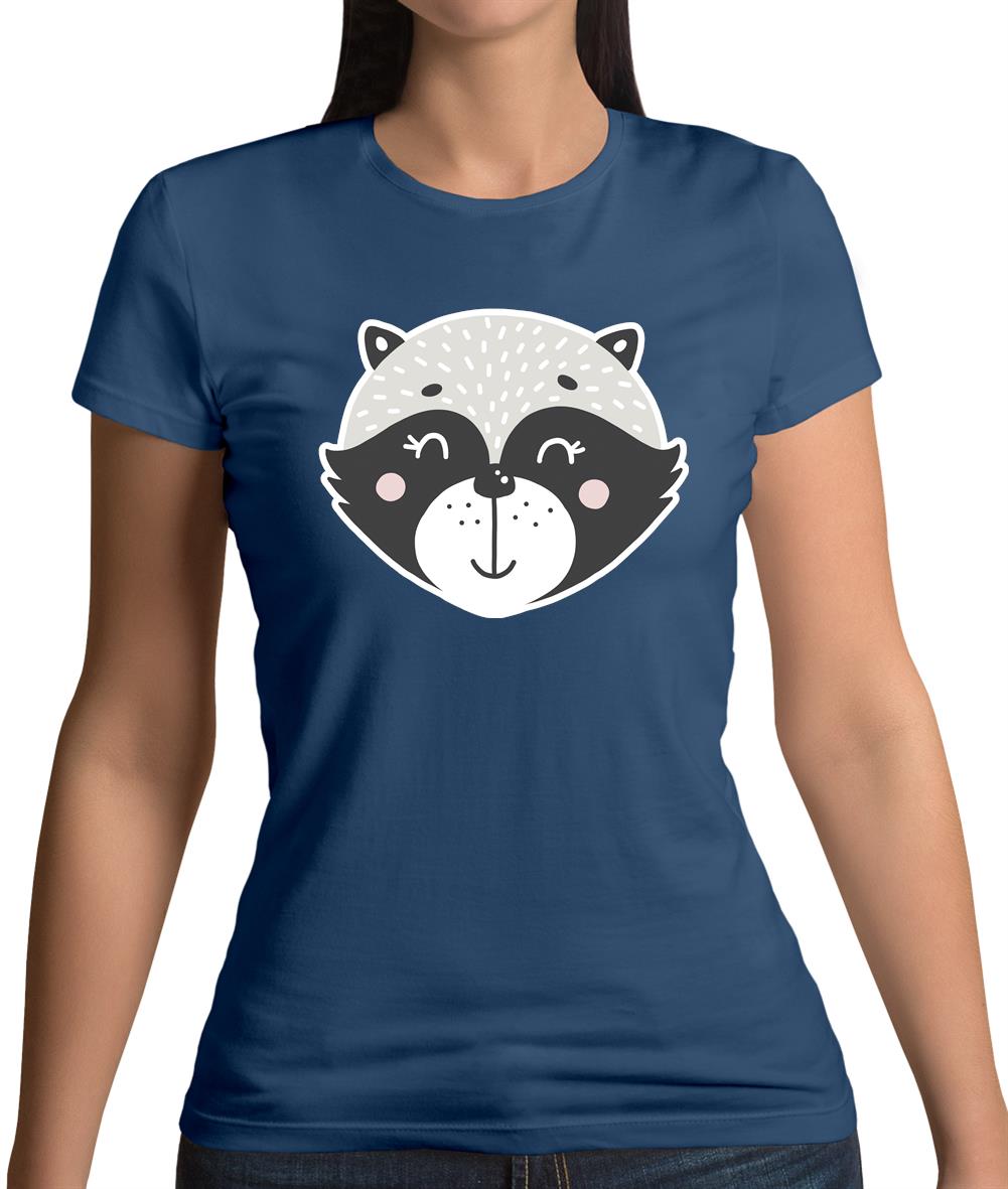 Smiley Face Racoon Womens T-Shirt