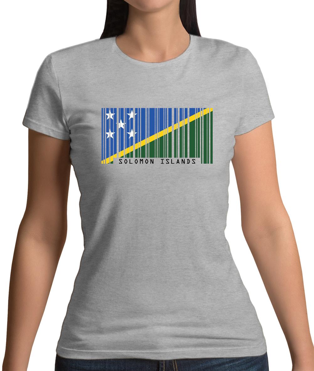 Solomon Islands  Barcode Style Flag Womens T-Shirt