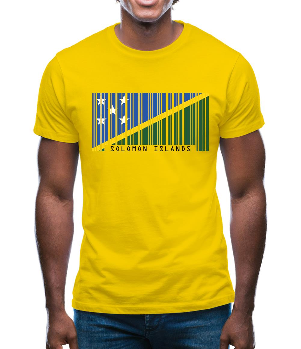 Solomon Islands  Barcode Style Flag Mens T-Shirt
