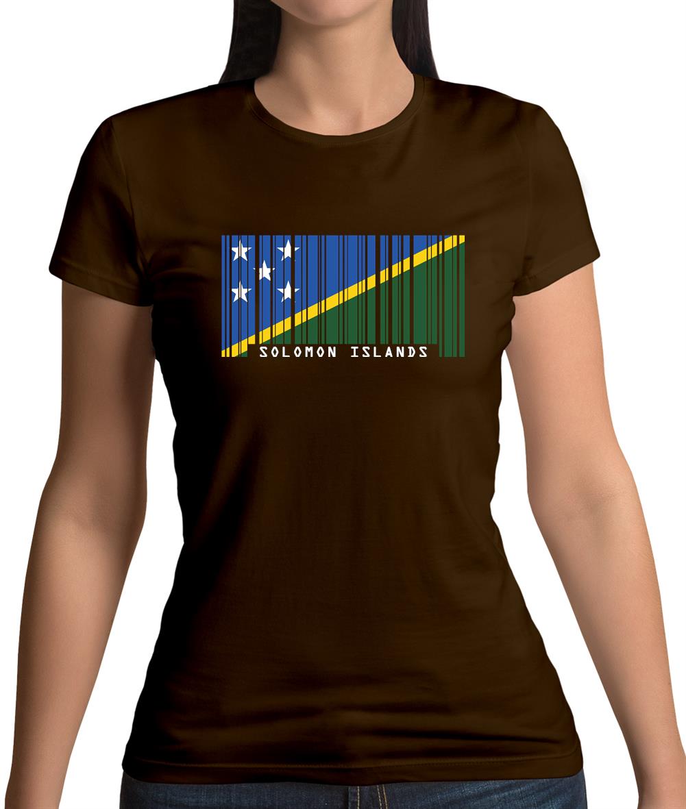 Solomon Islands  Barcode Style Flag Womens T-Shirt