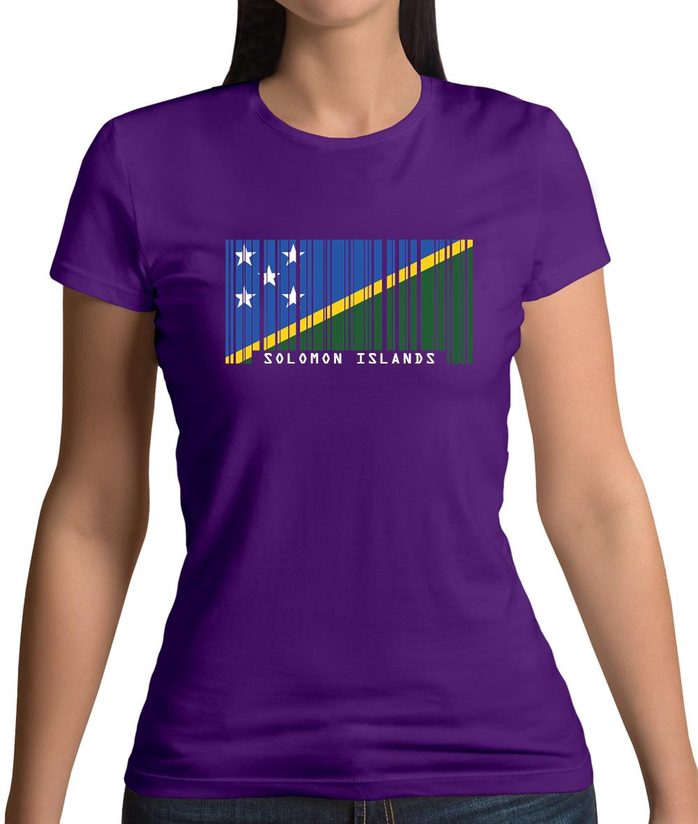 Solomon Islands  Barcode Style Flag Womens T-Shirt