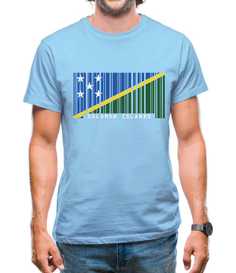 Solomon Islands  Barcode Style Flag Mens T-Shirt