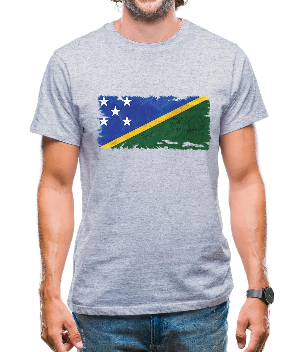 Solomon Islands Grunge Style Flag Mens T-Shirt