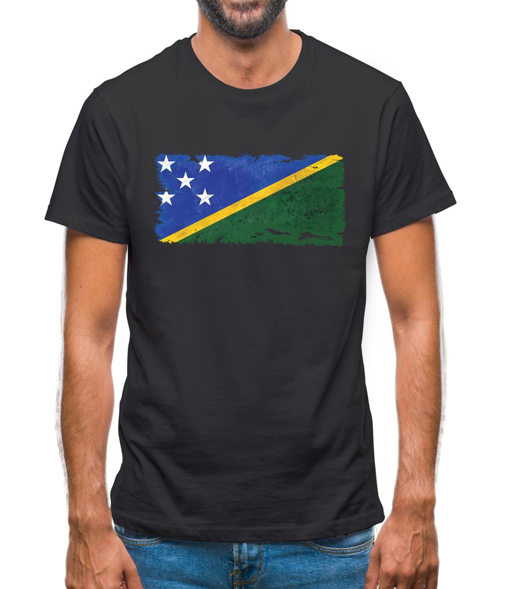 Solomon Islands Grunge Style Flag Mens T-Shirt
