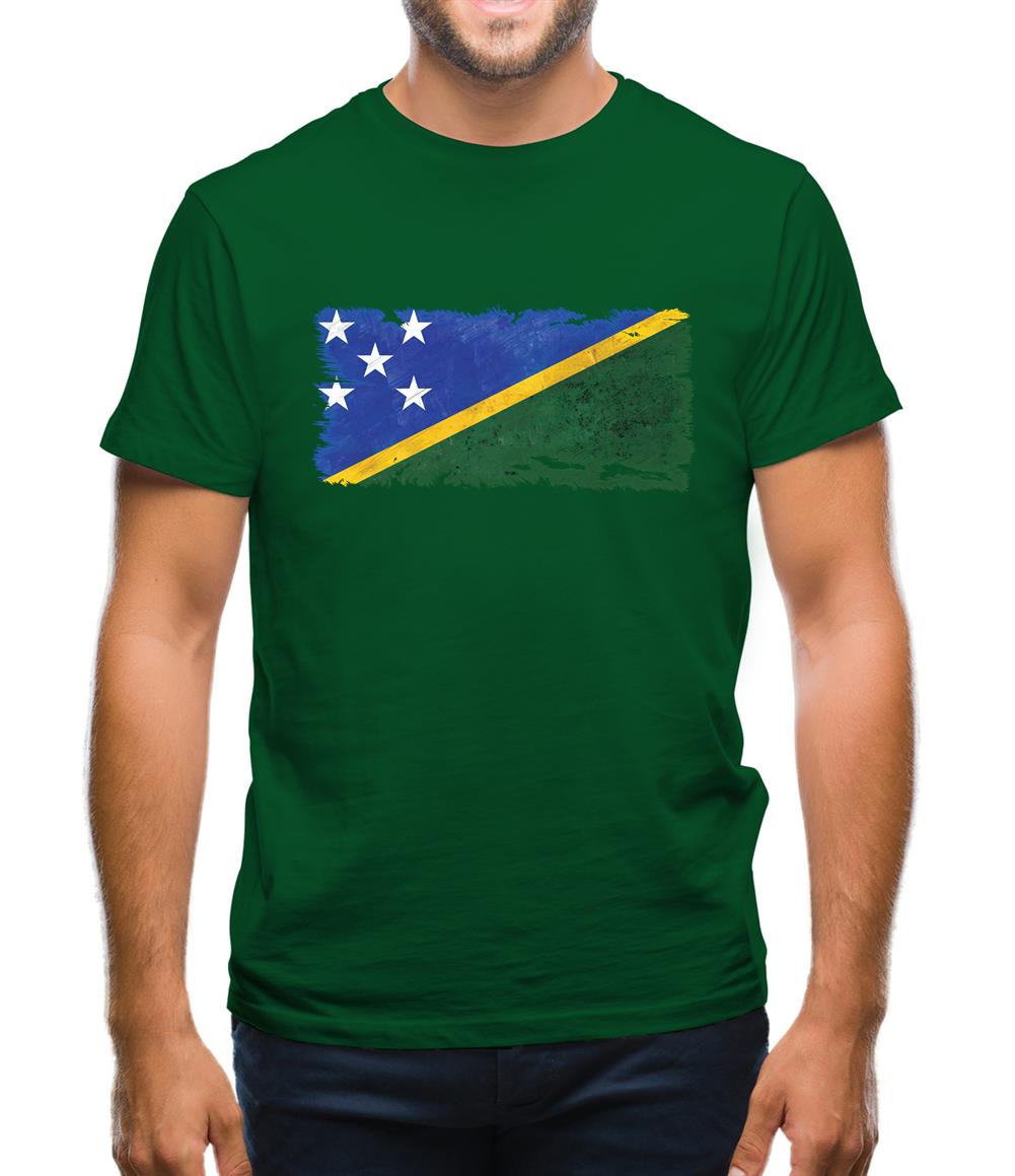 Solomon Islands Grunge Style Flag Mens T-Shirt