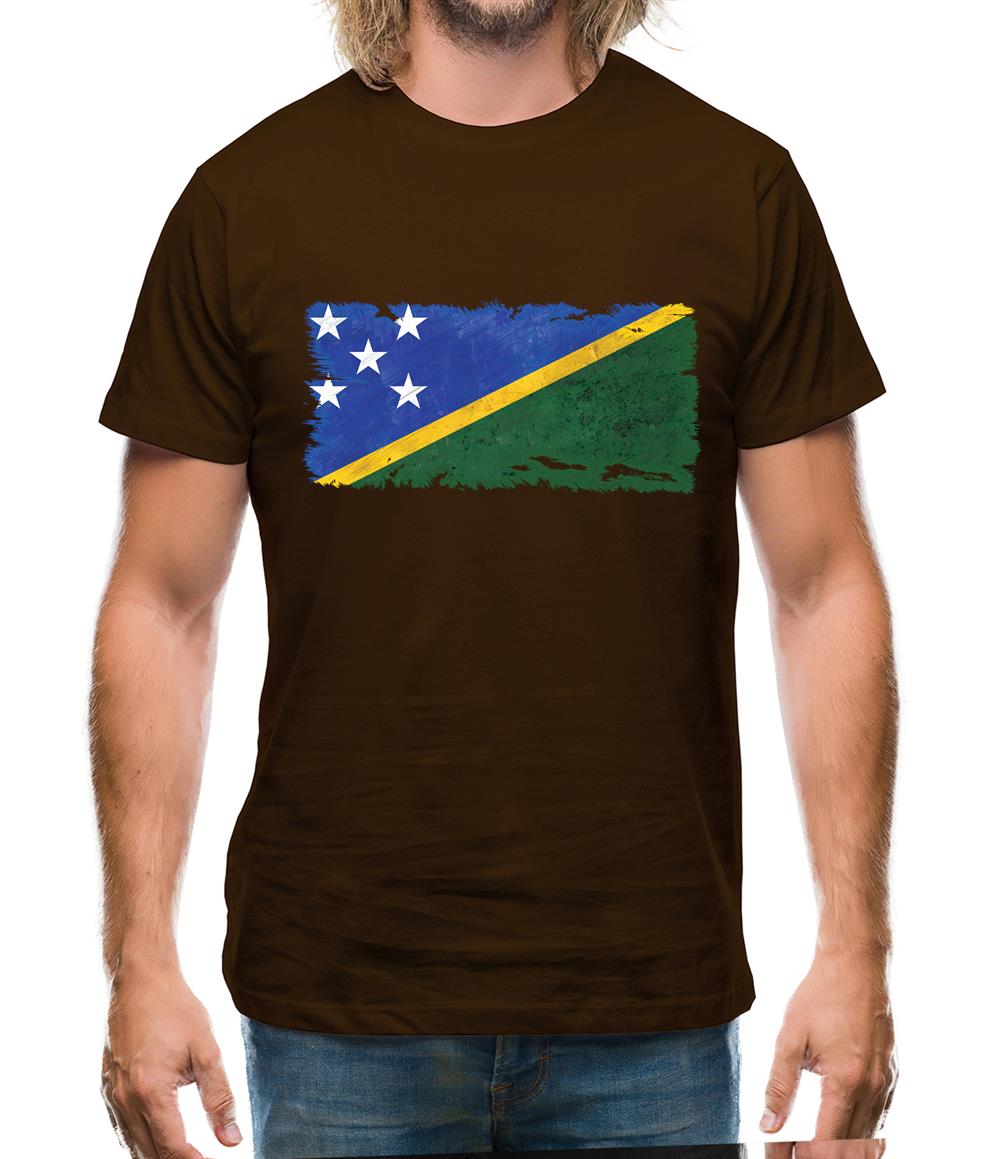 Solomon Islands Grunge Style Flag Mens T-Shirt