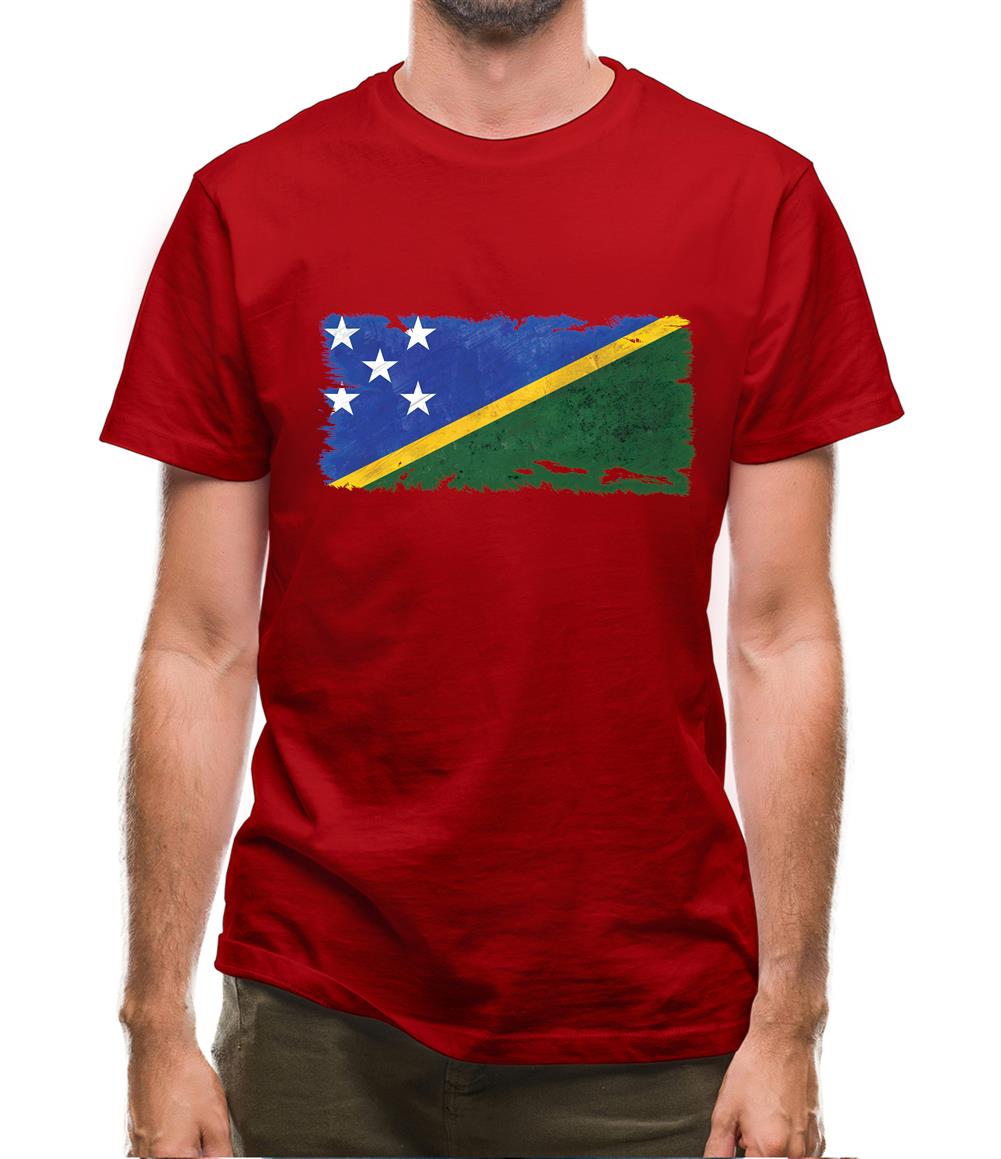 Solomon Islands Grunge Style Flag Mens T-Shirt