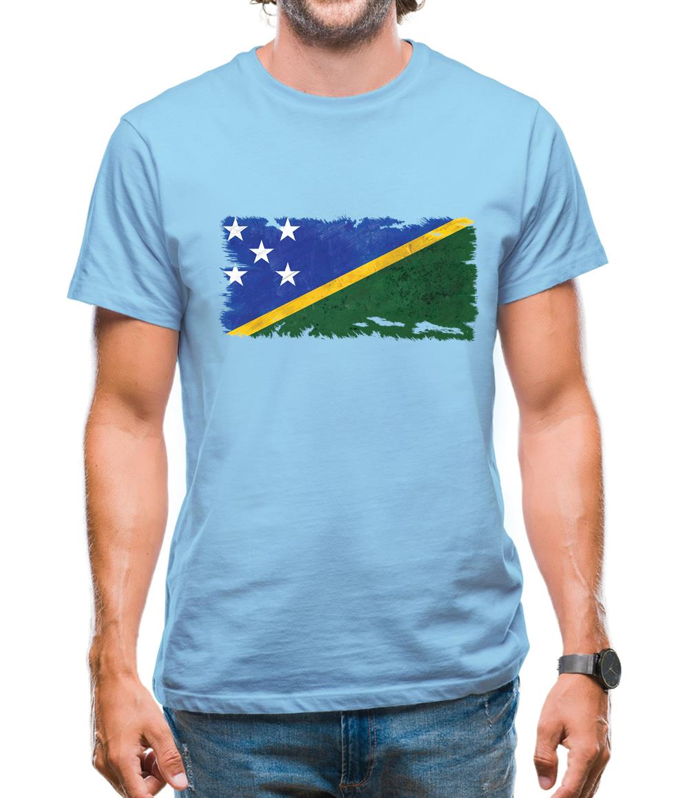 Solomon Islands Grunge Style Flag Mens T-Shirt