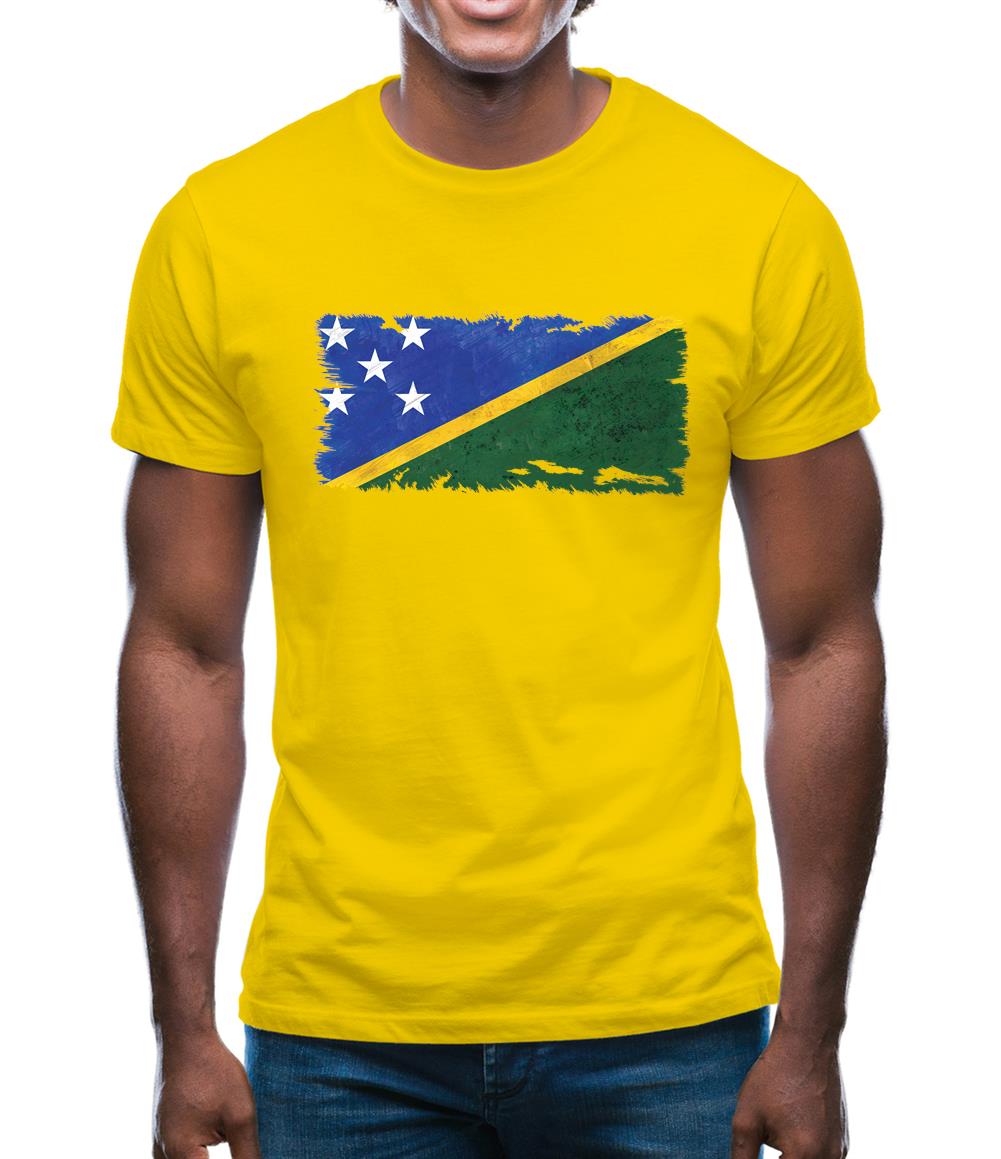 Solomon Islands Grunge Style Flag Mens T-Shirt
