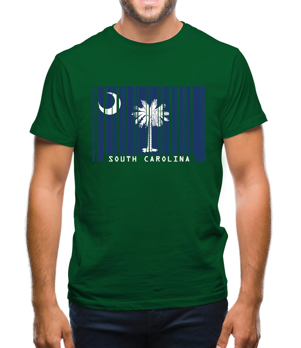 South Carolina  Barcode Style Flag Mens T-Shirt
