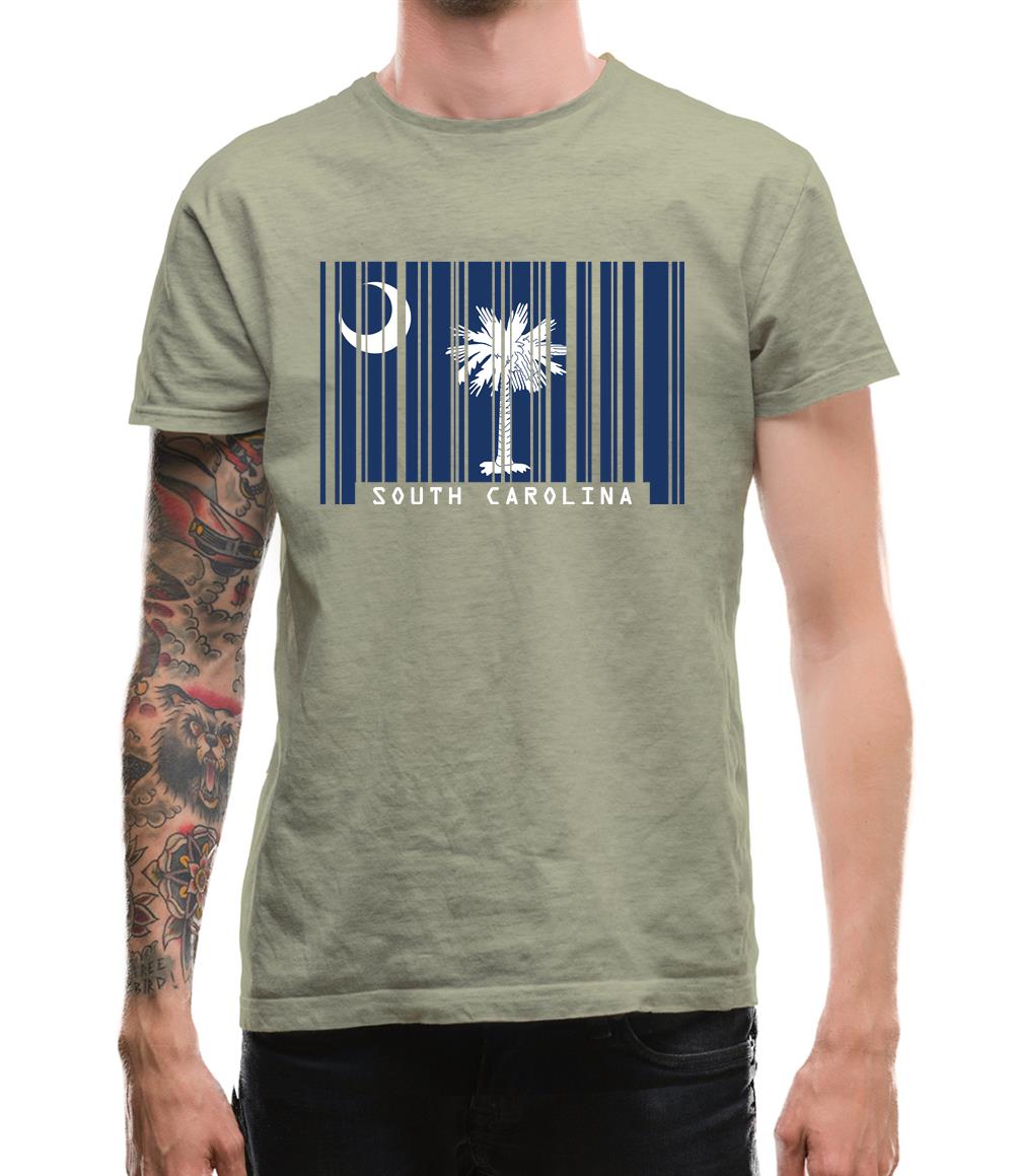South Carolina  Barcode Style Flag Mens T-Shirt