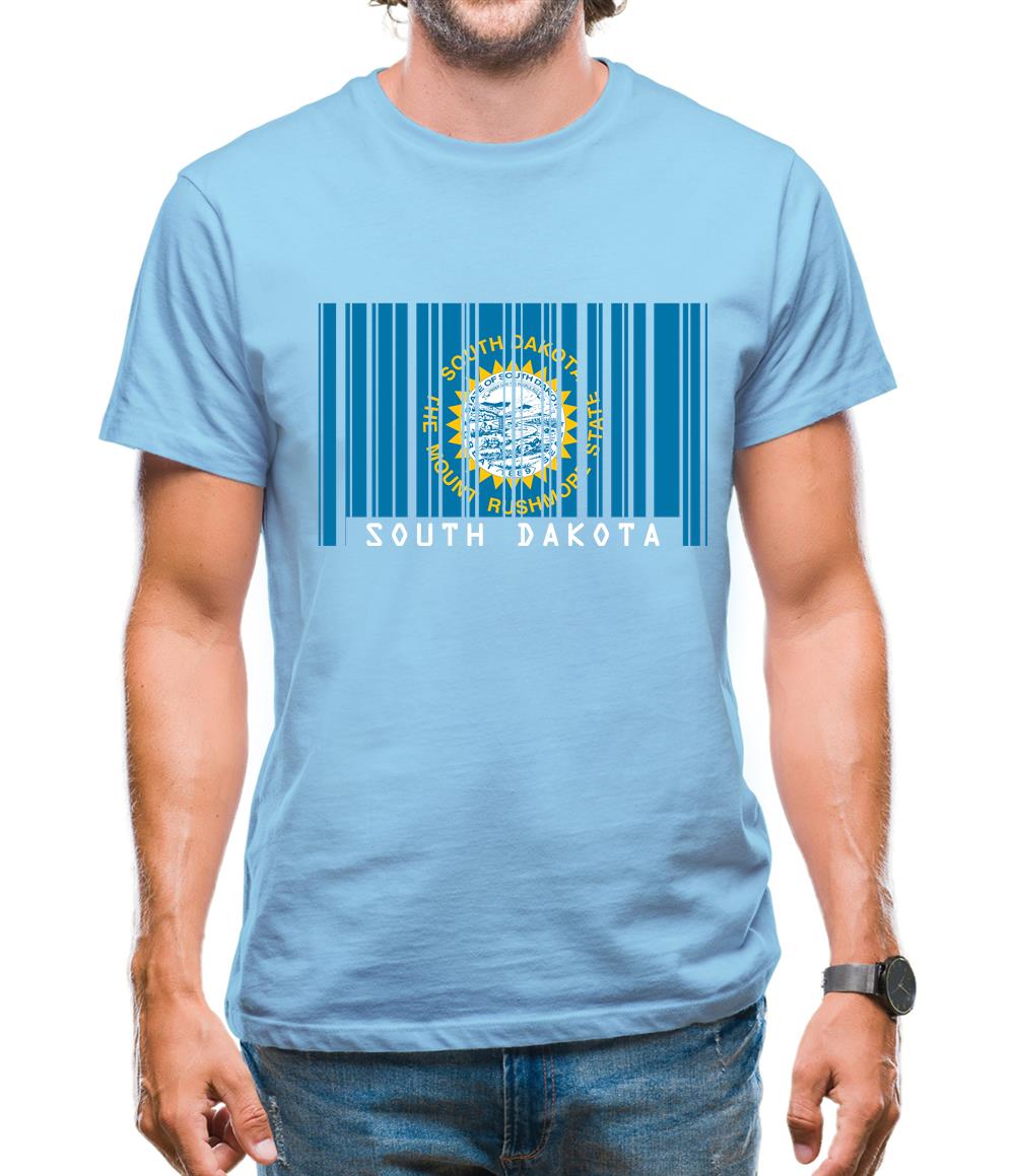 South Dakota  Barcode Style Flag Mens T-Shirt