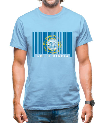 South Dakota  Barcode Style Flag Mens T-Shirt