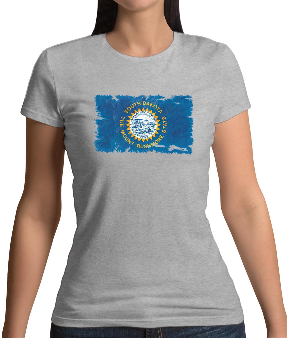 South Dakota Grunge Style Flag Womens T-Shirt