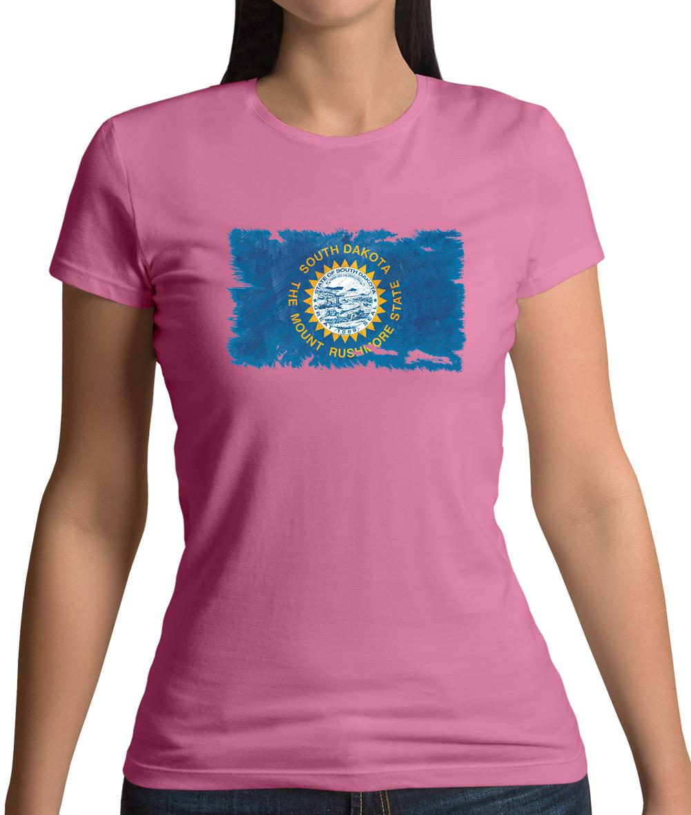 South Dakota Grunge Style Flag Womens T-Shirt