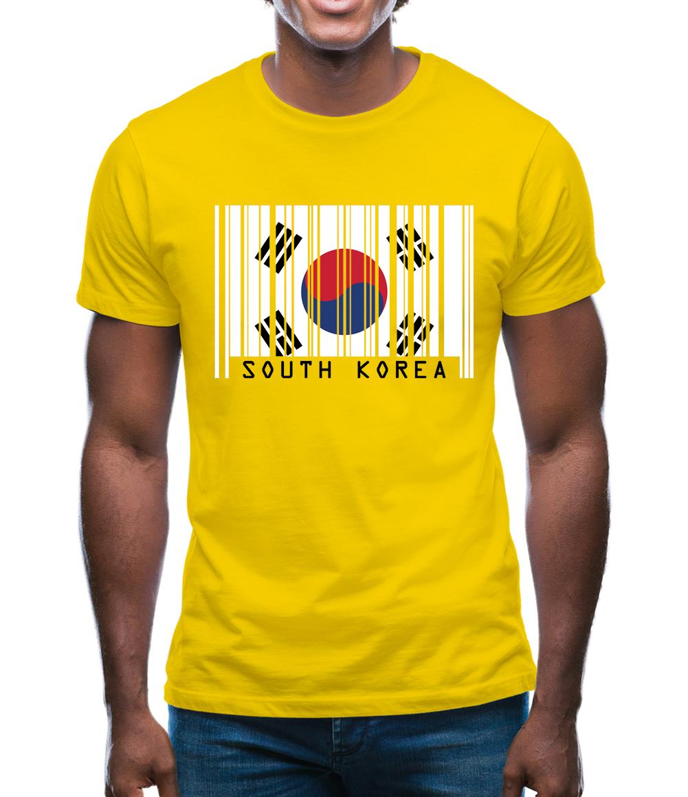 South Korea  Barcode Style Flag Mens T-Shirt